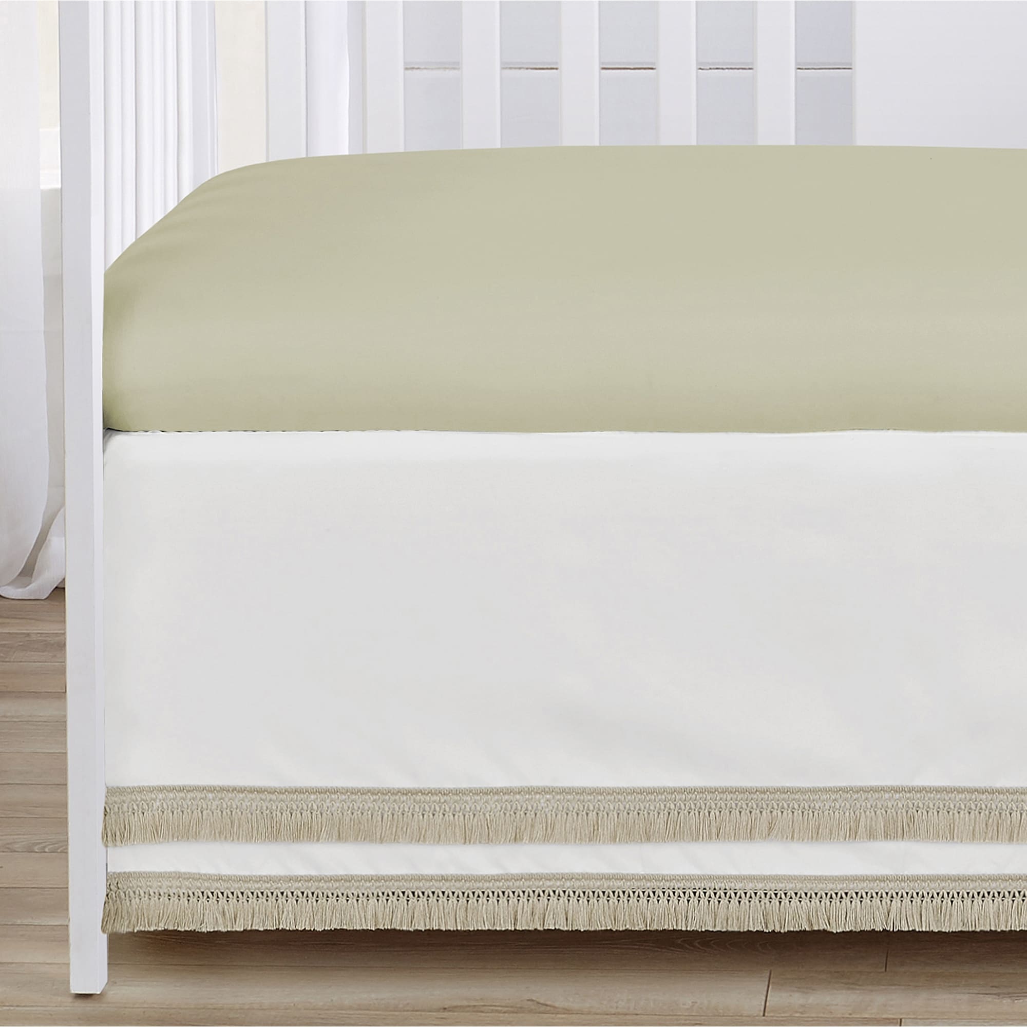 Boho Floral Garden Flower Girl Nursery Crib Bedding Set Sage Green